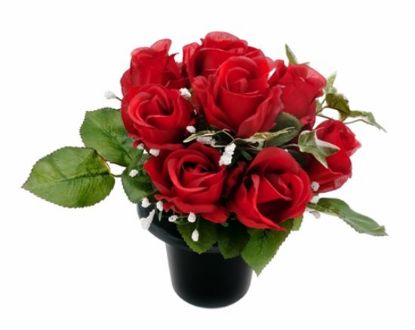 Picture of CEMETERY POT WITH ROSEBUD AND IVY RED