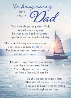 Picture of PLASTIC COATED MEMORIAL CARD X 6pcs - I-L-M OF A SPECIAL DAD