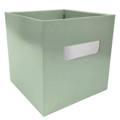 Picture of 17cm CUBE FLOWER BOX WITH HANDLES SAGE GREEN X 10pcs