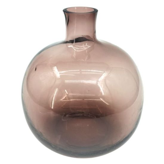 Picture of 16cm BULBOUS GLASS VASE PLUM X 4pcs