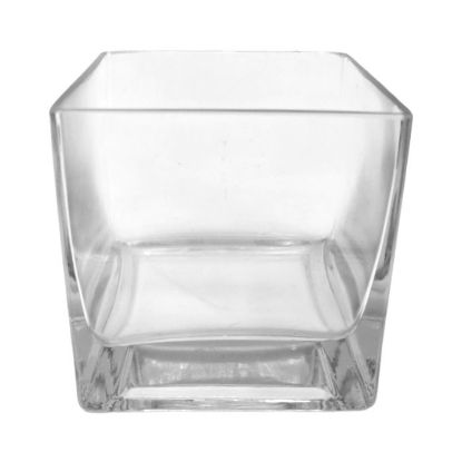 Picture of 18cm HEAVY GLASS SQUARE CUBE VASE CLEAR